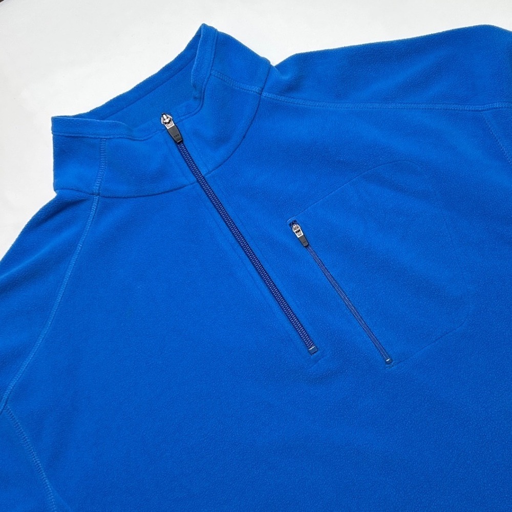 LL Bean Mens Quarter Zip Fleece Pullover Size L Blue Gorpcore Outdoor Hiking